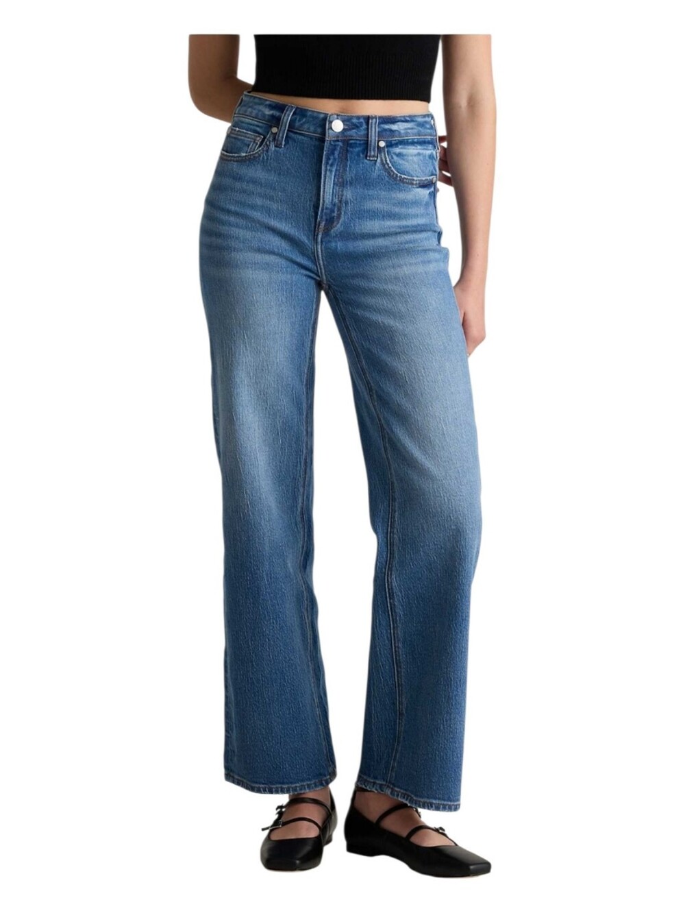 Quince Womens Atlantic Blue Organic Cotton Bella Relaxed Straight Denim Jeans 28